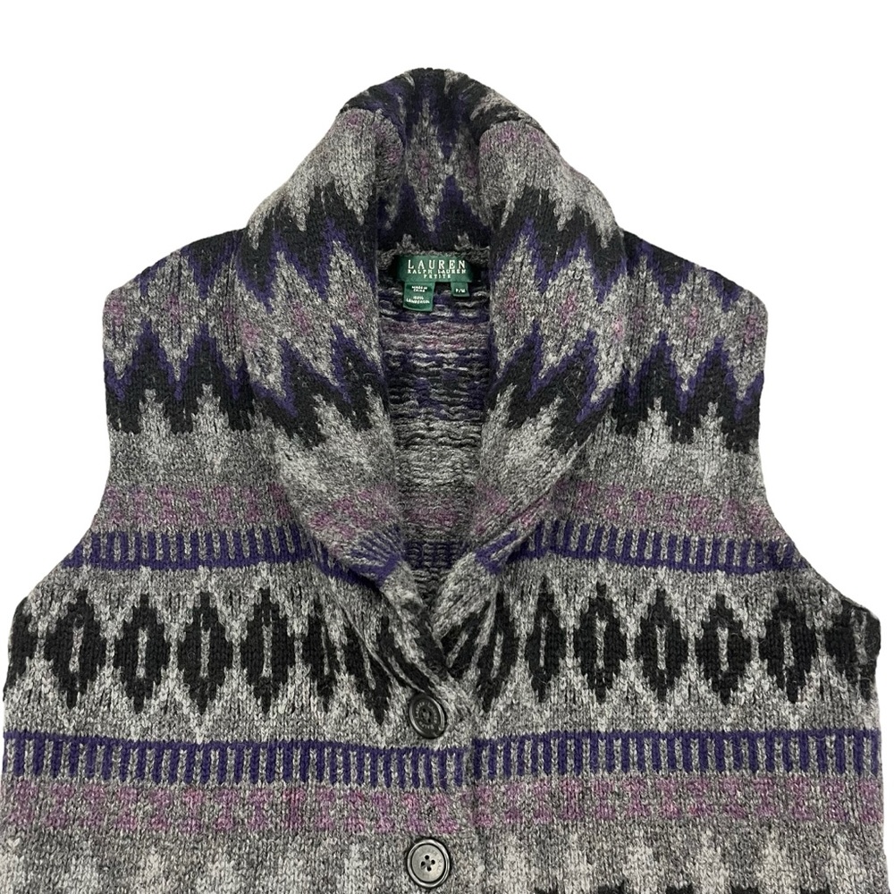 Lauren Ralph Lauren Women’s Lambswool Sweater Vest Shawl Collar Southwes… - Picture 7 of 15